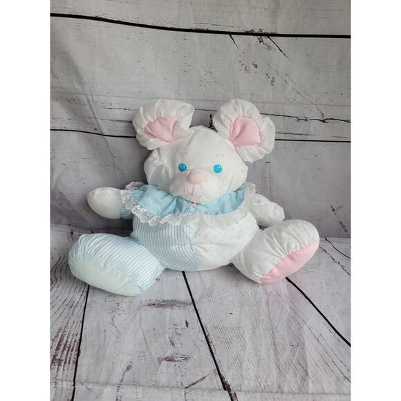 Vintage Fisher Price Puffalump Baby Mouse Plush Rattle Collar Ruffle 1988 - Picture 1 of 7